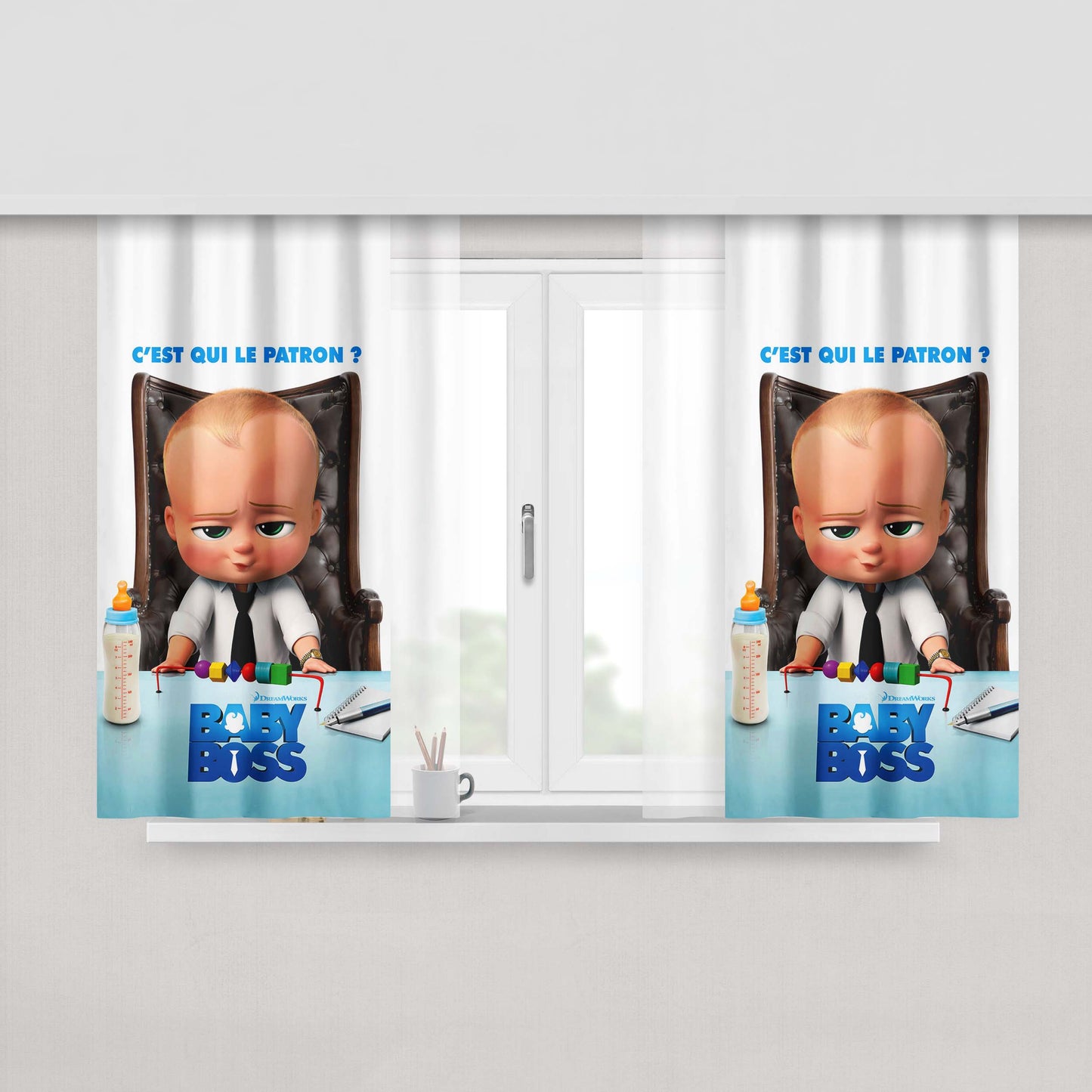 Baby Boss Movie Peach Skin Window Curtains