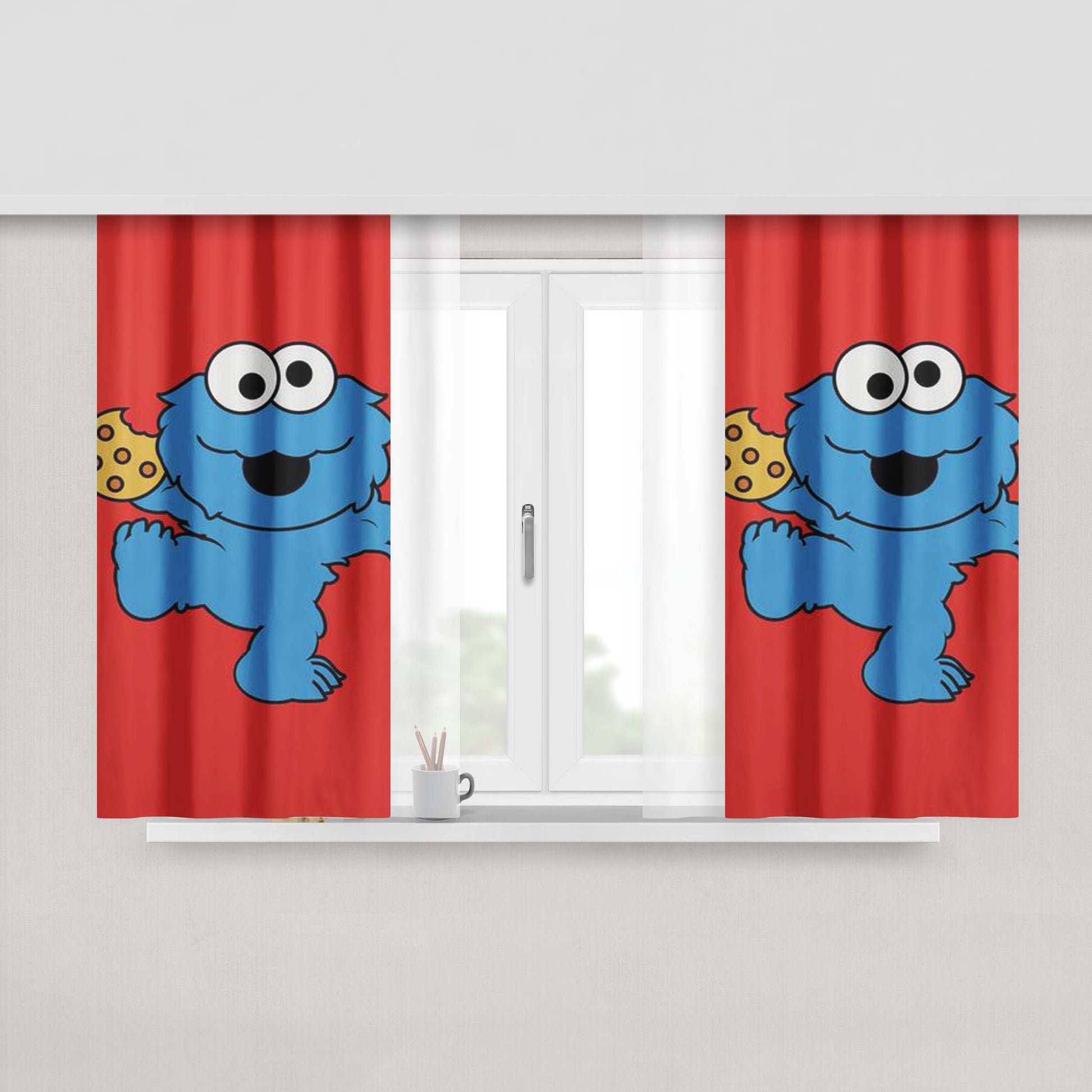 Baby Cookie Monster Peach Skin Window Curtains