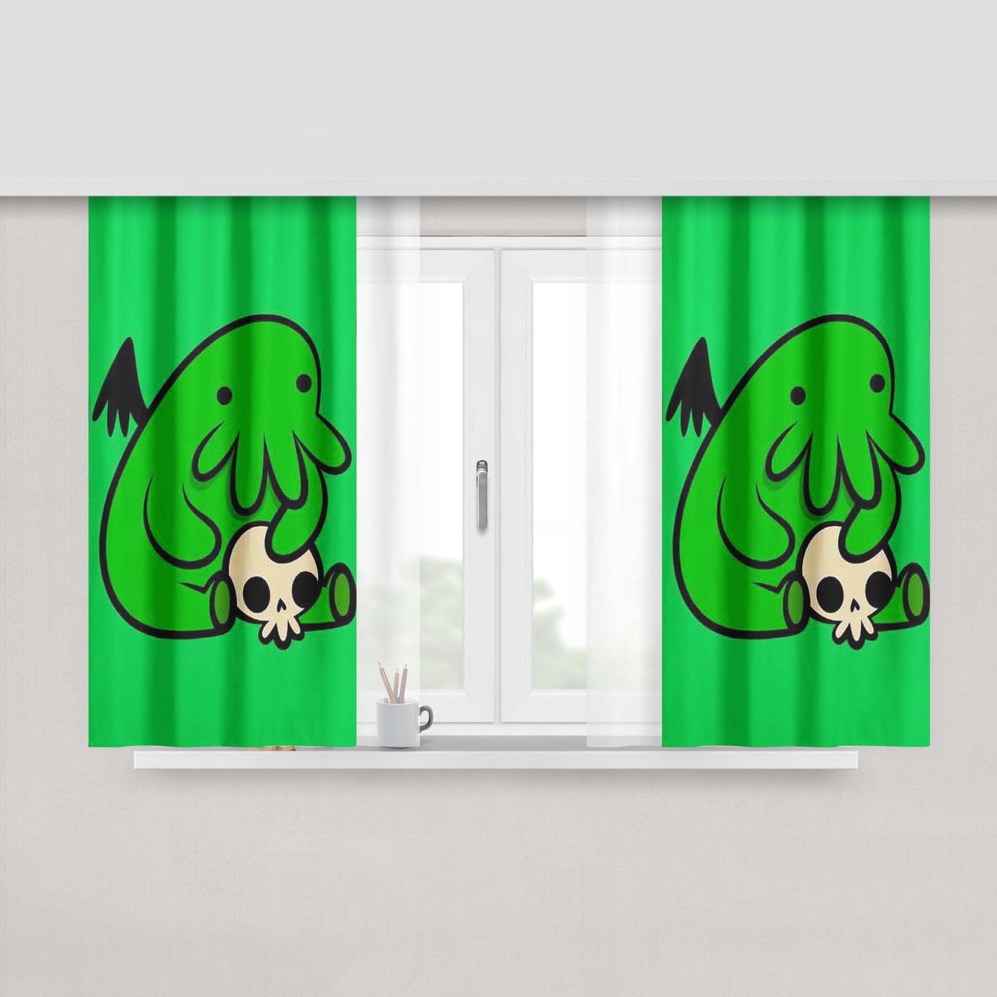 Baby Cthulhu Peach Skin Window Curtains