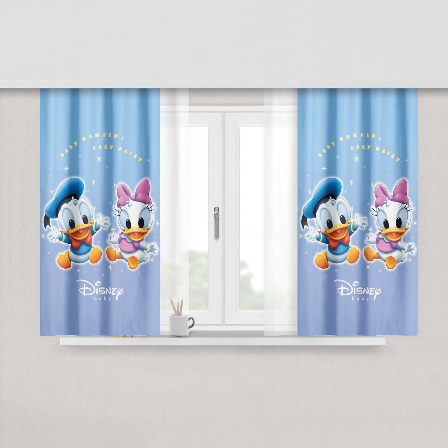 Baby Donald And Daisy Duck Wallpaper Peach Skin Window Curtains