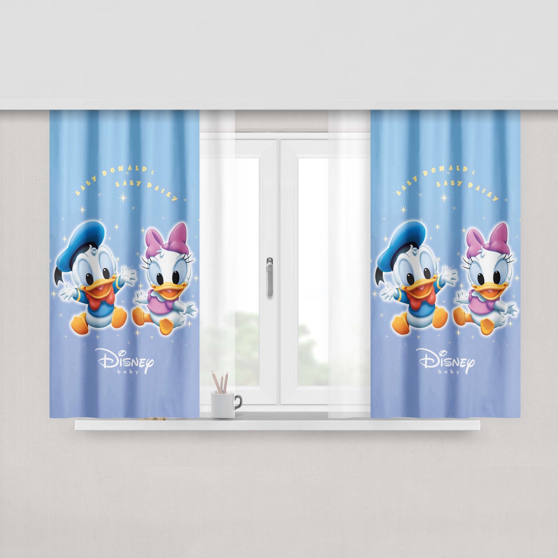 Baby Donald And Daisy Duck Wallpaper Peach Skin Window Curtains