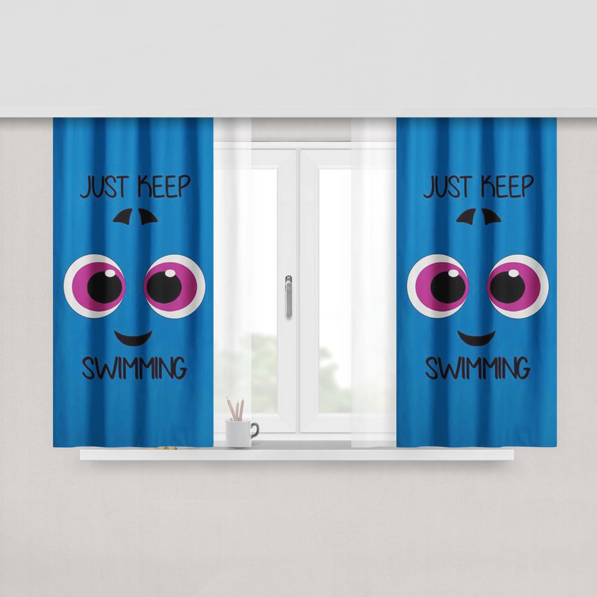 Baby Dory Just Keep Swimming Peach Skin Window Curtains