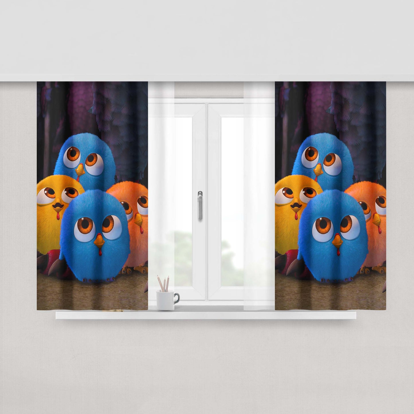 Baby Free Birds Peach Skin Window Curtains