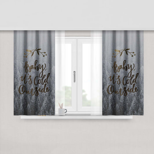 Baby Its Cold Outside Peach Skin Window Curtains