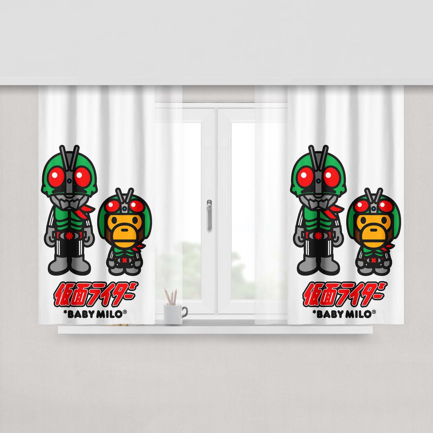 Baby Milo X Masked Rider Peach Skin Window Curtains