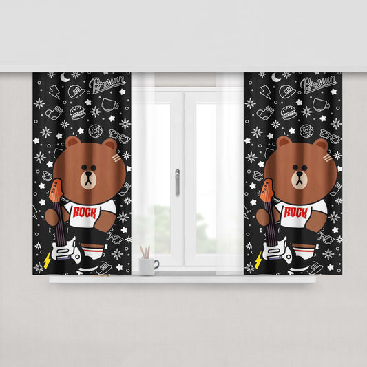 Brown Rock Line Peach Skin Window Curtains