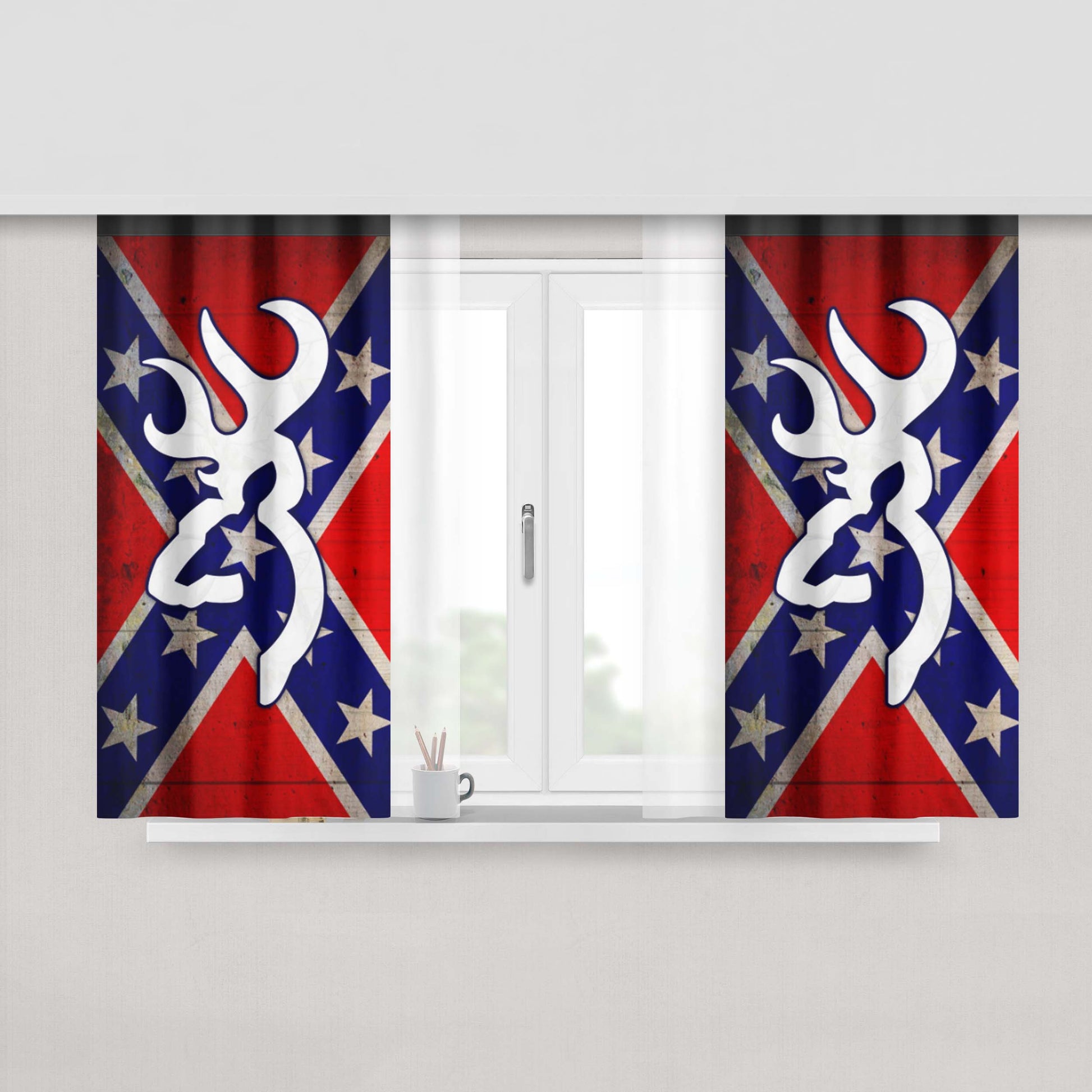 Browning Deer Camo Flag Peach Skin Window Curtains