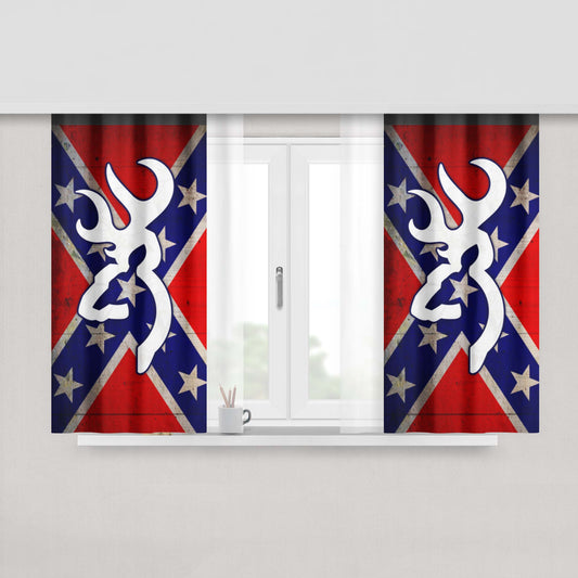 Browning Deer Camo Flag Peach Skin Window Curtains