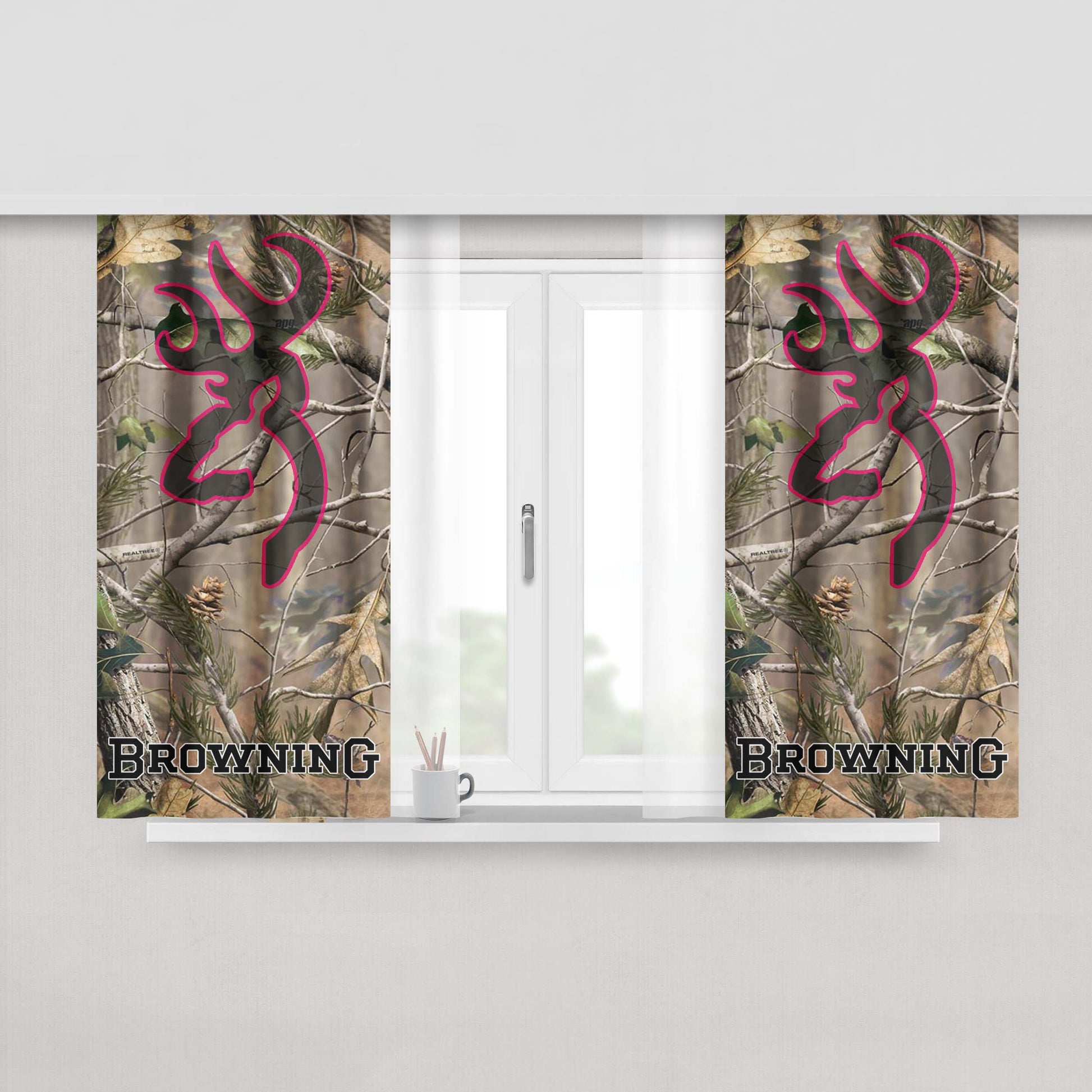 Browning Deer Camo Peach Skin Window Curtains