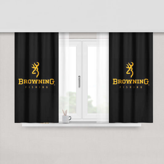 Browning Fishing Logo Black Peach Skin Window Curtains