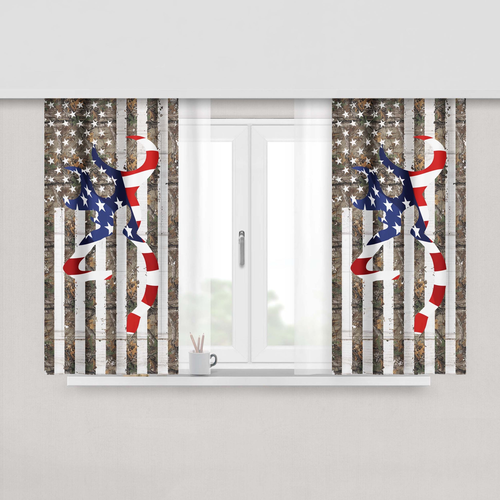 Browning Rebel Logo Peach Skin Window Curtains