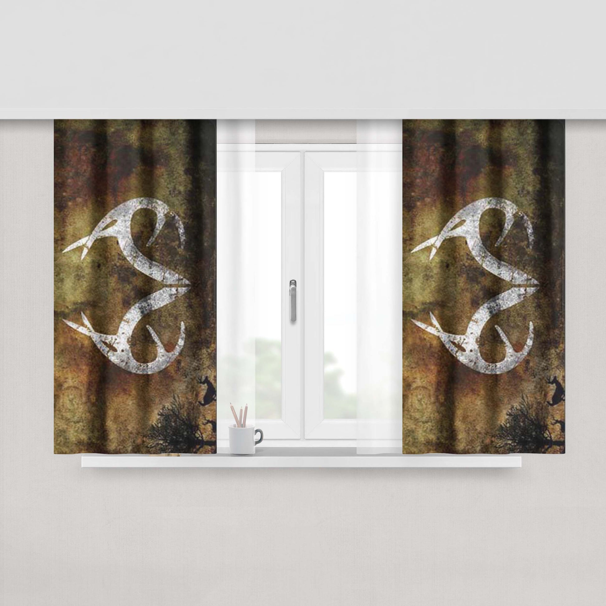 Browning Rough Logo Peach Skin Window Curtains