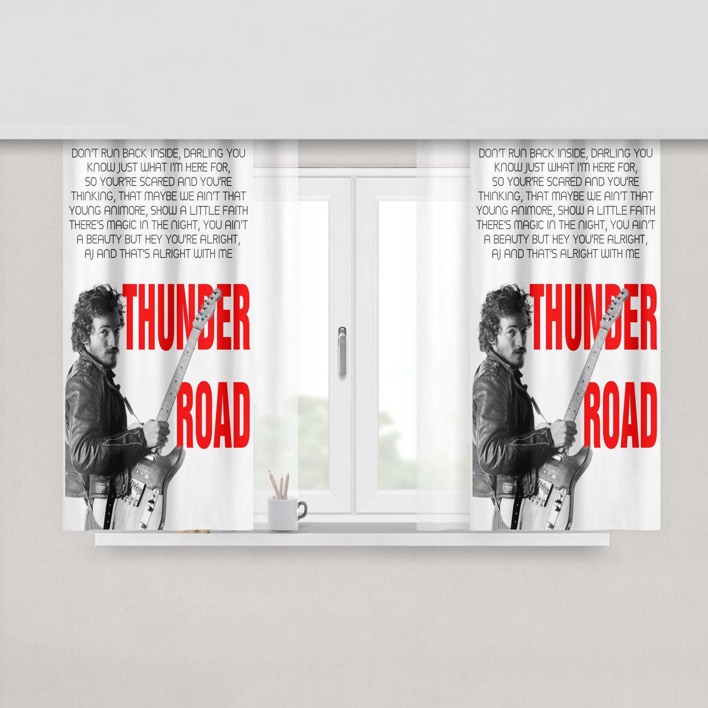Bruce Springsteen Born To Run Quote Peach Skin Window Curtains