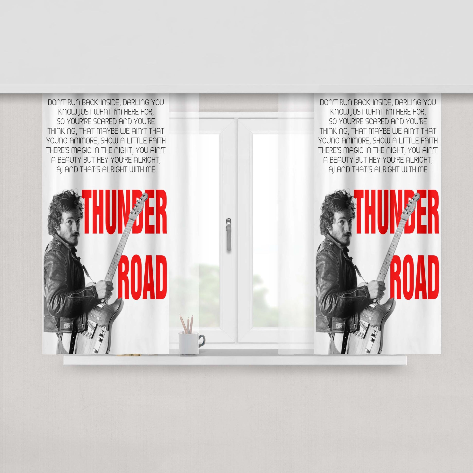 Bruce Springsteen Born To Run Quote Peach Skin Window Curtains