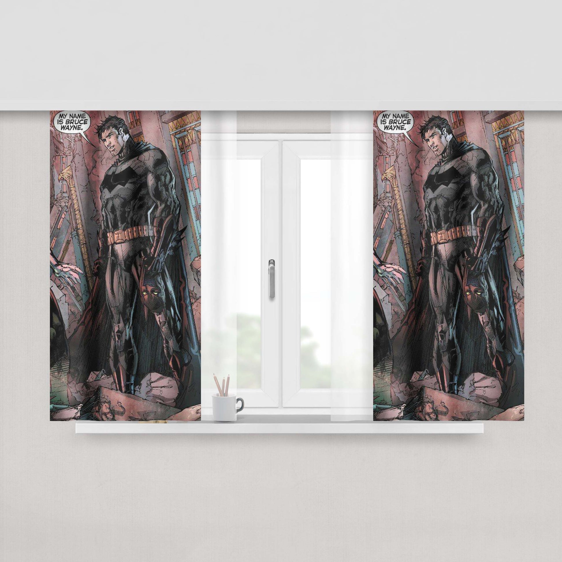 Bruce Wayne Batman Comic Peach Skin Window Curtains