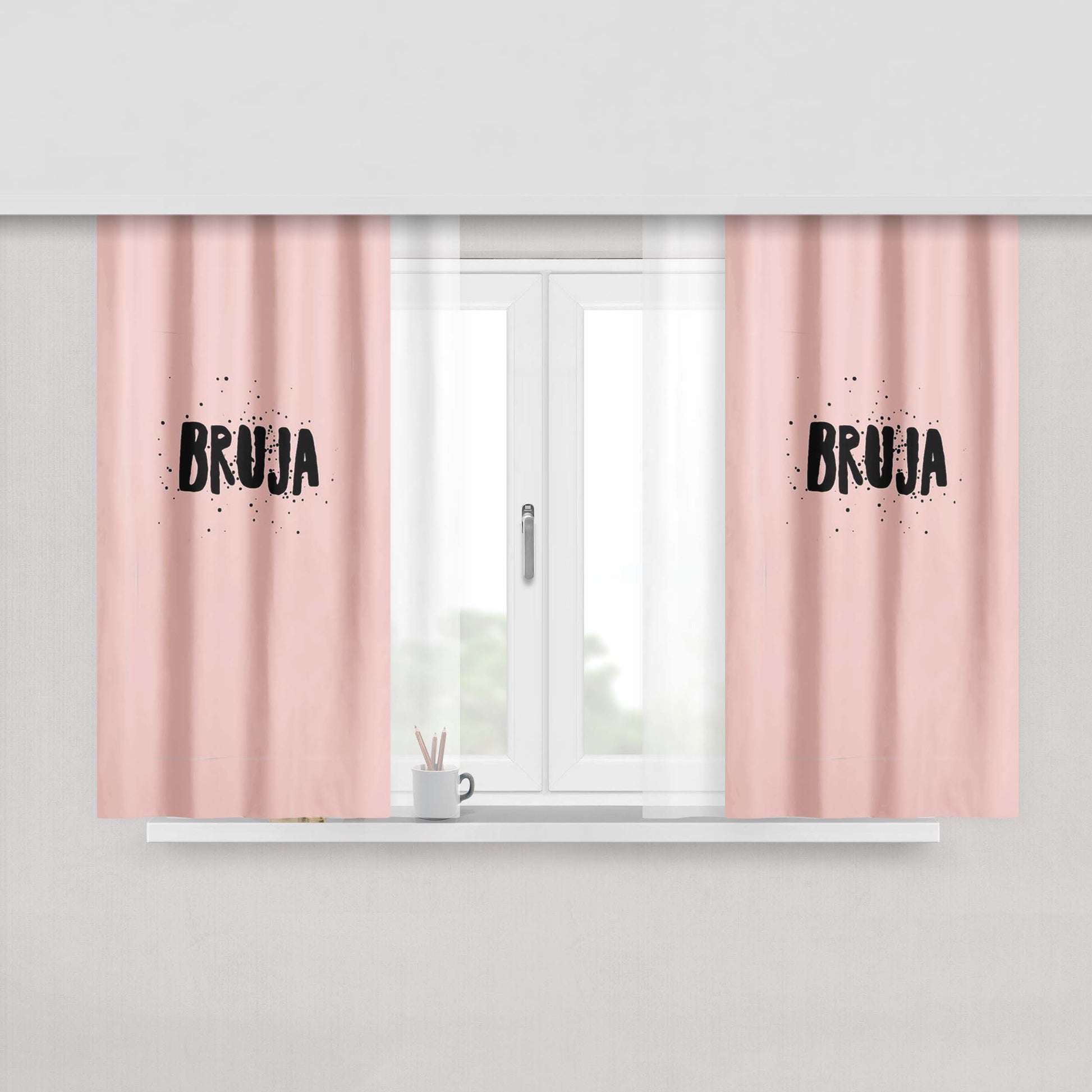 Bruja Witchy Woman Halloween Tumblr Peach Skin Window Curtains