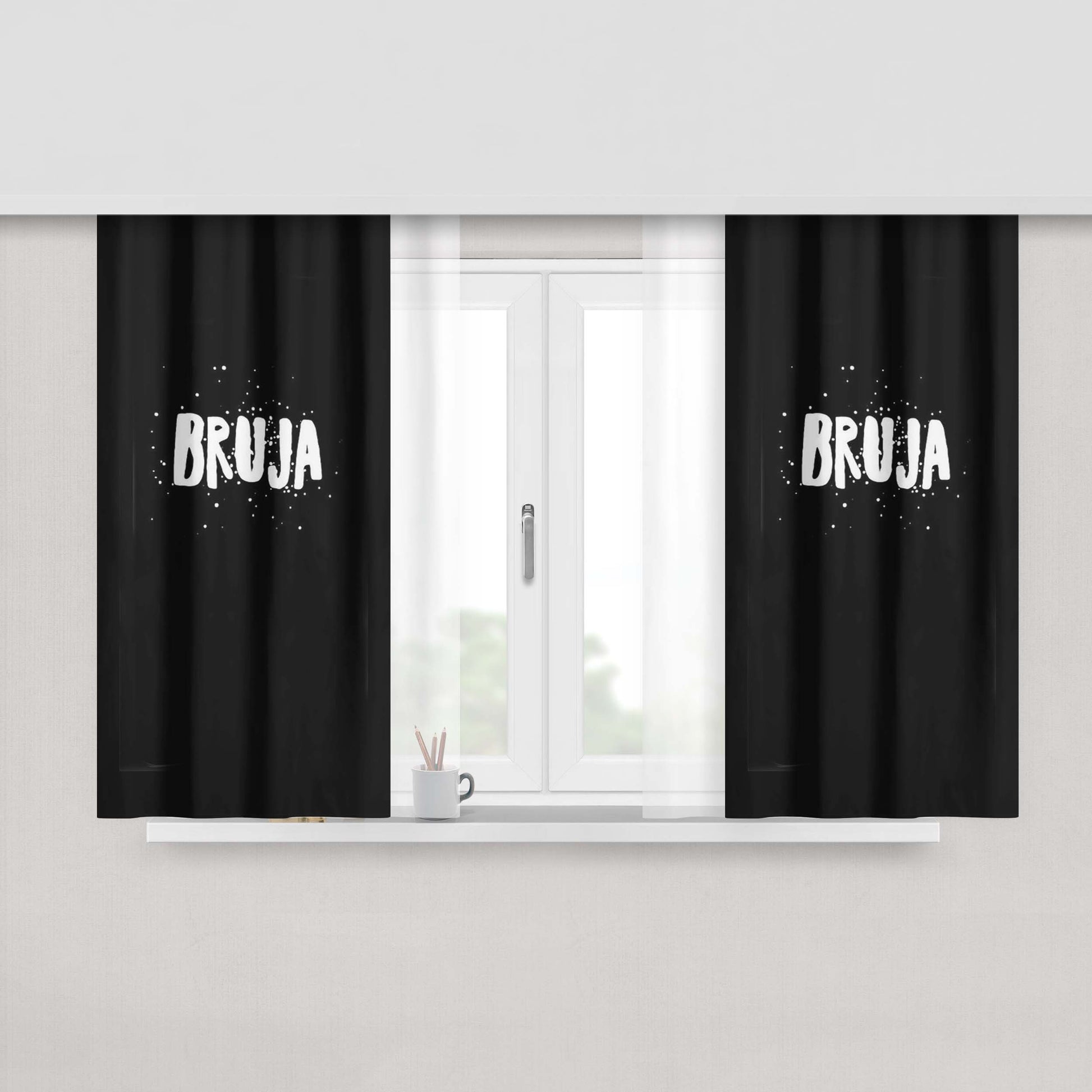 Bruja Witchy Woman Halloween Peach Skin Window Curtains