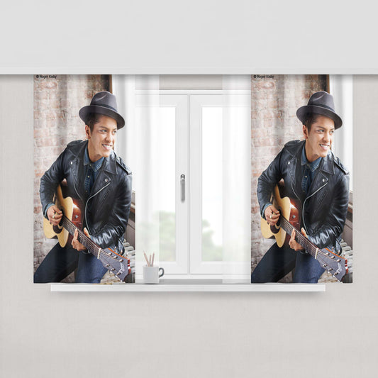 Bruno Mars Guitar Peach Skin Window Curtains