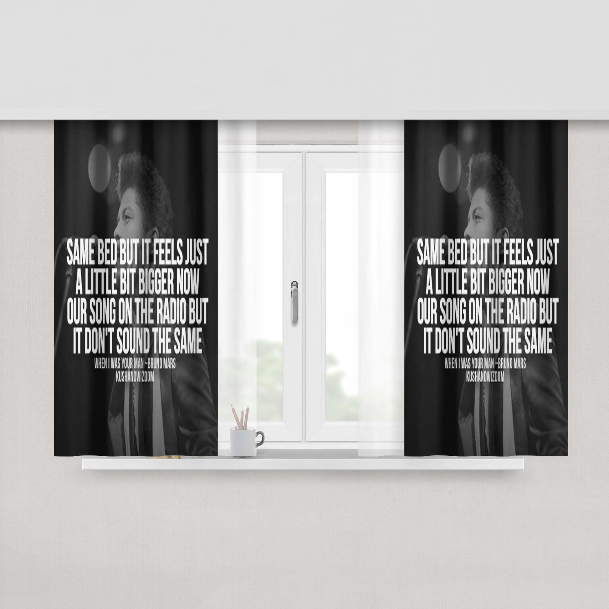Bruno Mars Quotes Peach Skin Window Curtains