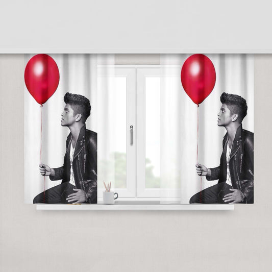 Bruno Mars Red Balloon Pose Peach Skin Window Curtains