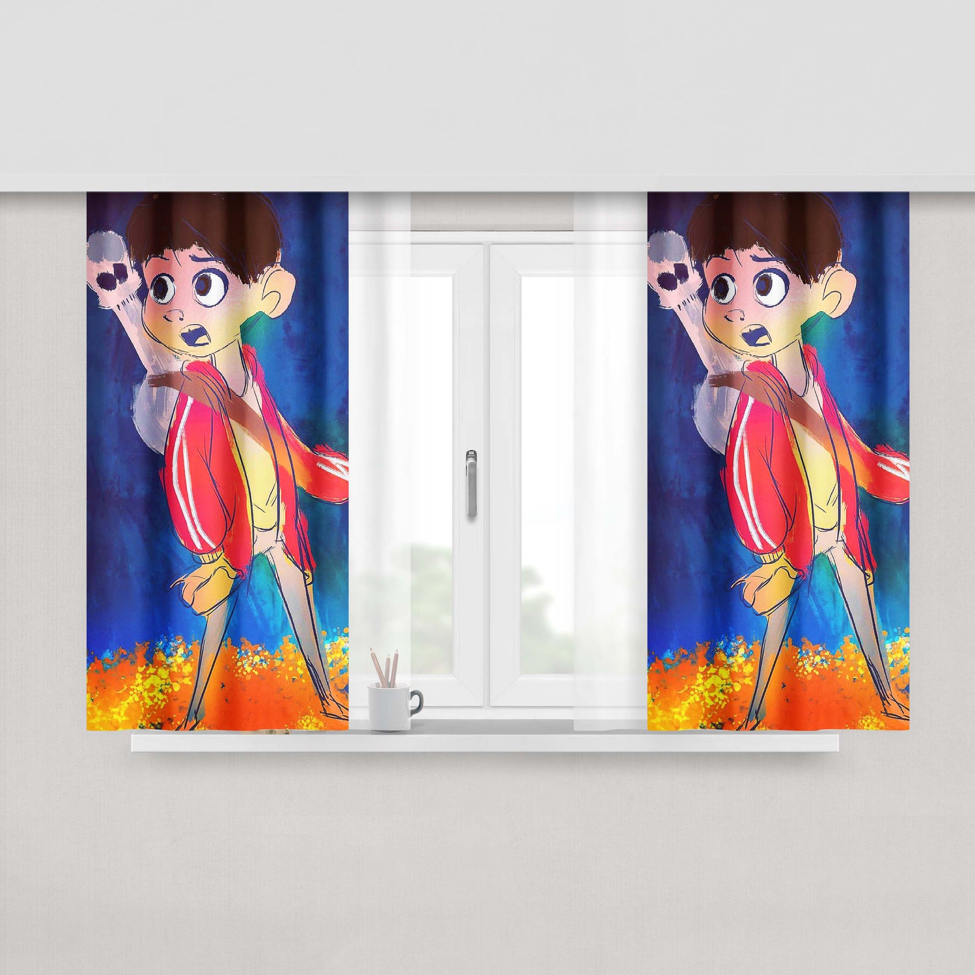 Brush Sketch Miguel Of Coco Peach Skin Window Curtains