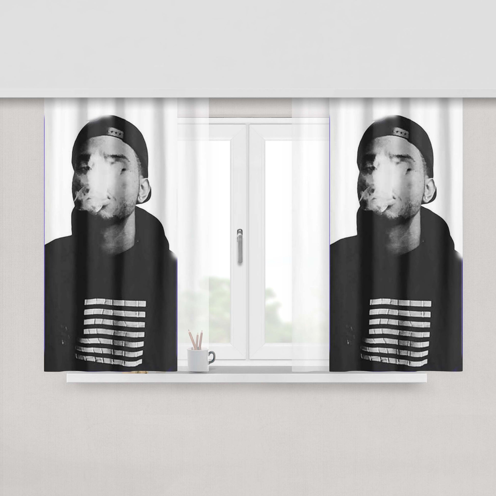 Bryson Tiller Cover Smoke Peach Skin Window Curtains