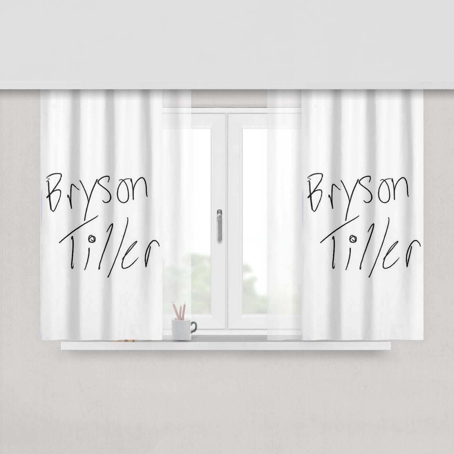 Bryson Tiller Title Illustrations Peach Skin Window Curtains