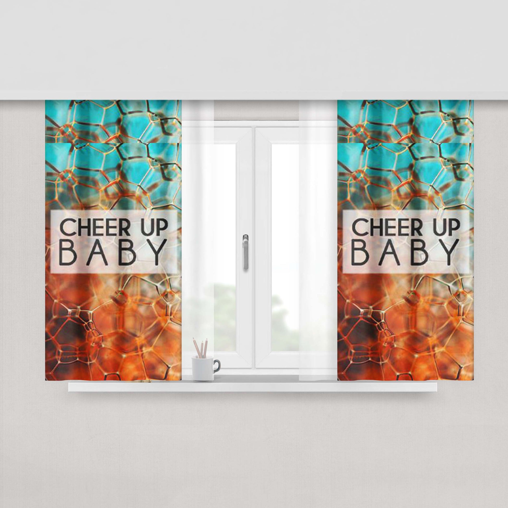 Bubble Foam Cheer Up Peach Skin Window Curtains