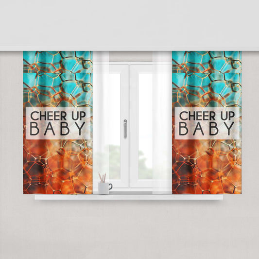 Bubble Foam Cheer Up Peach Skin Window Curtains
