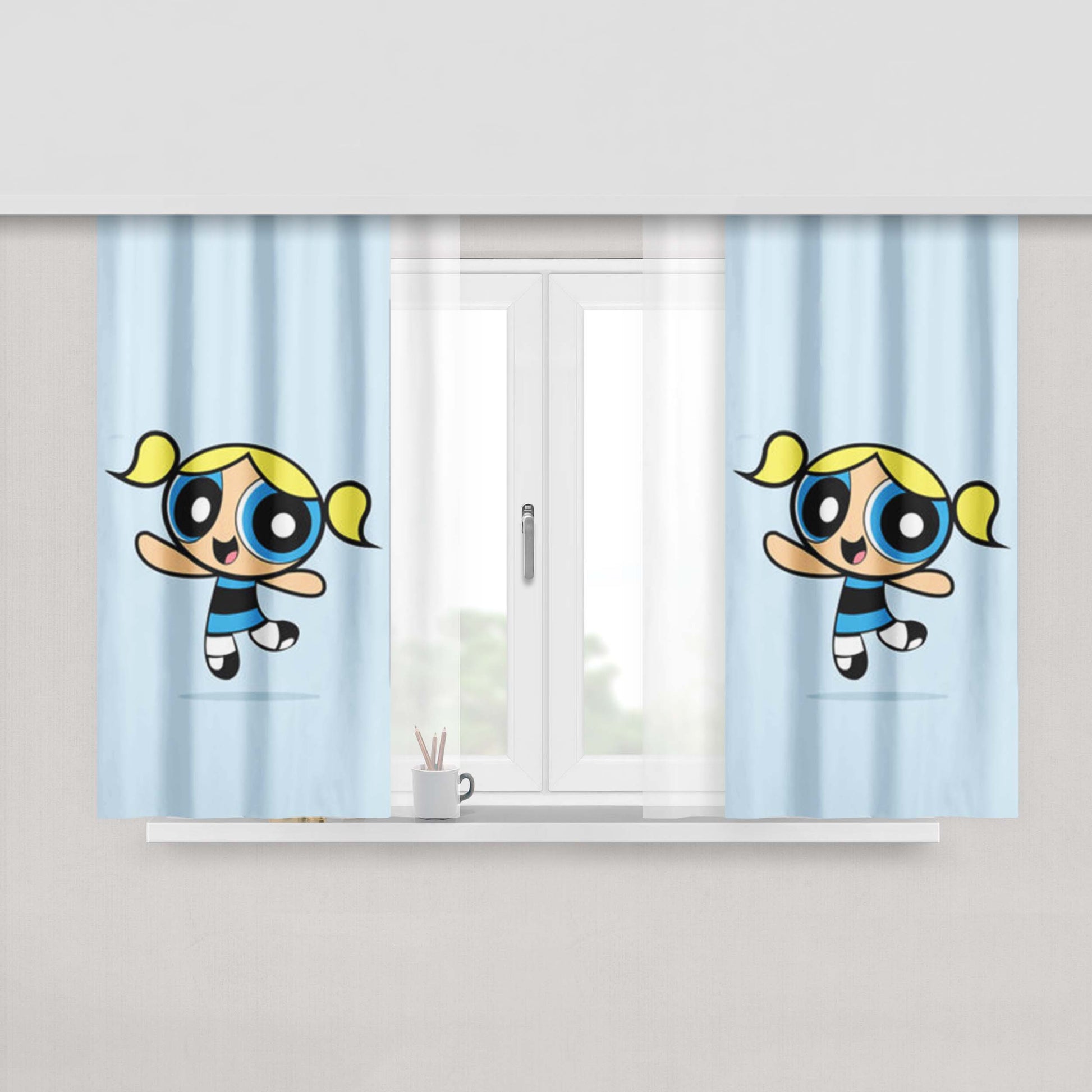 Bubbles Powerpuff Girls Peach Skin Window Curtains