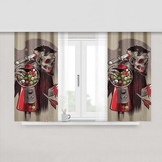 Bubbleye Gum Skull Peach Skin Window Curtains