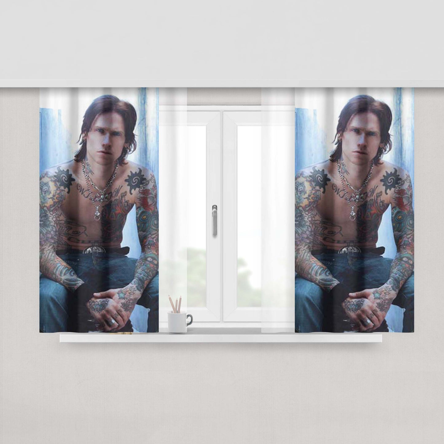 Buckcherry Singer Shirtless Peach Skin Window Curtains