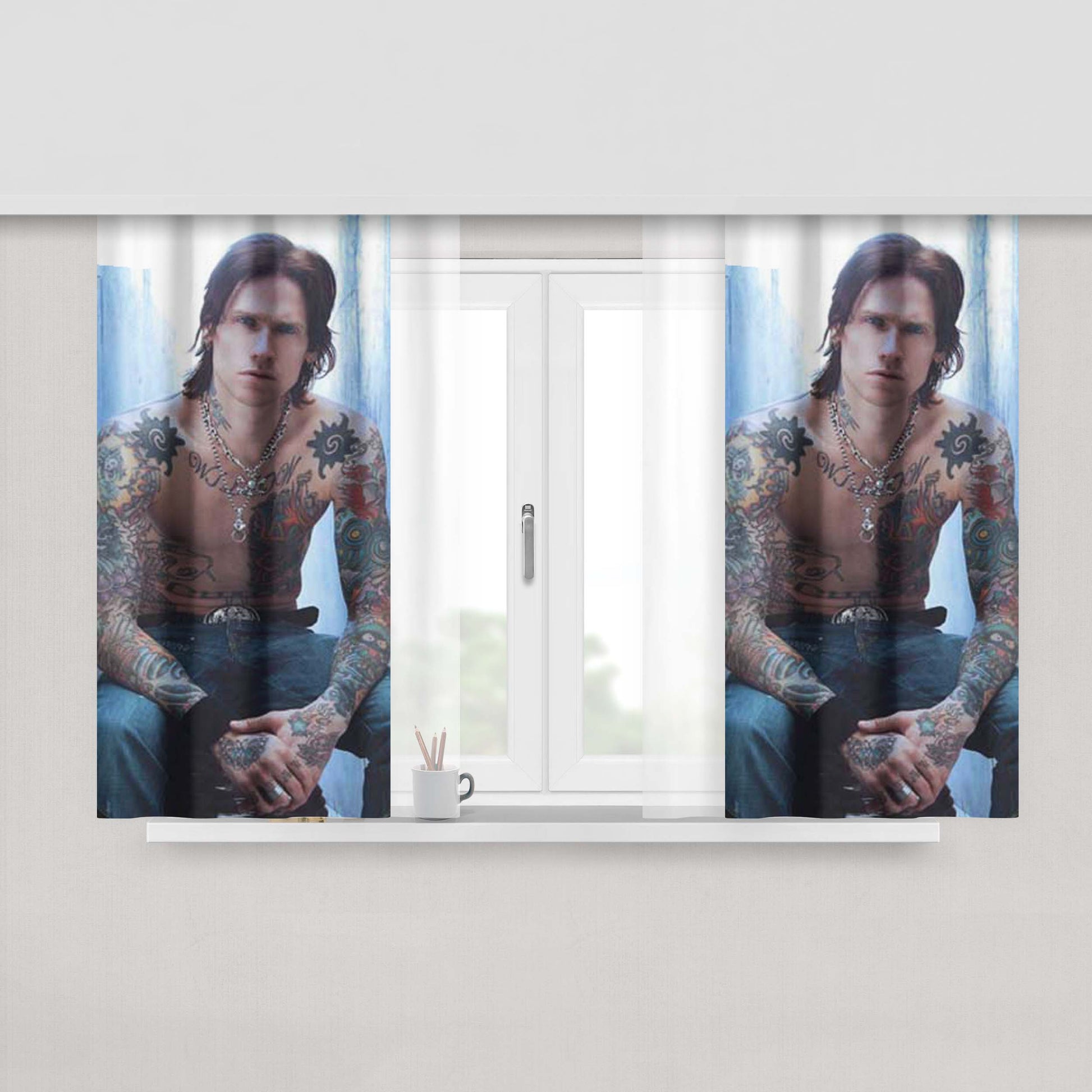 Buckcherry Singer Shirtless Peach Skin Window Curtains