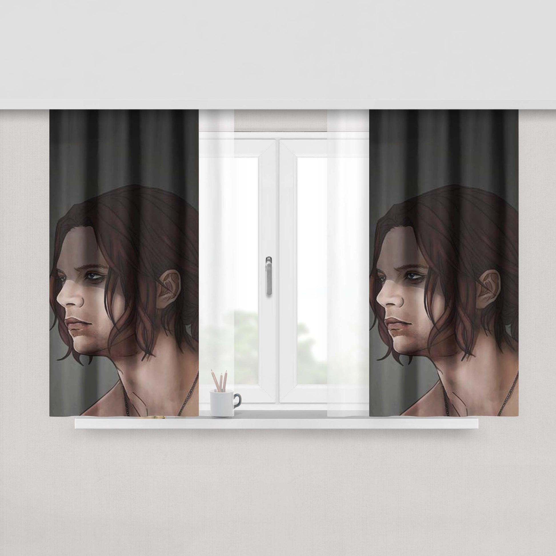 Bucky Barnes Art Civil War Peach Skin Window Curtains