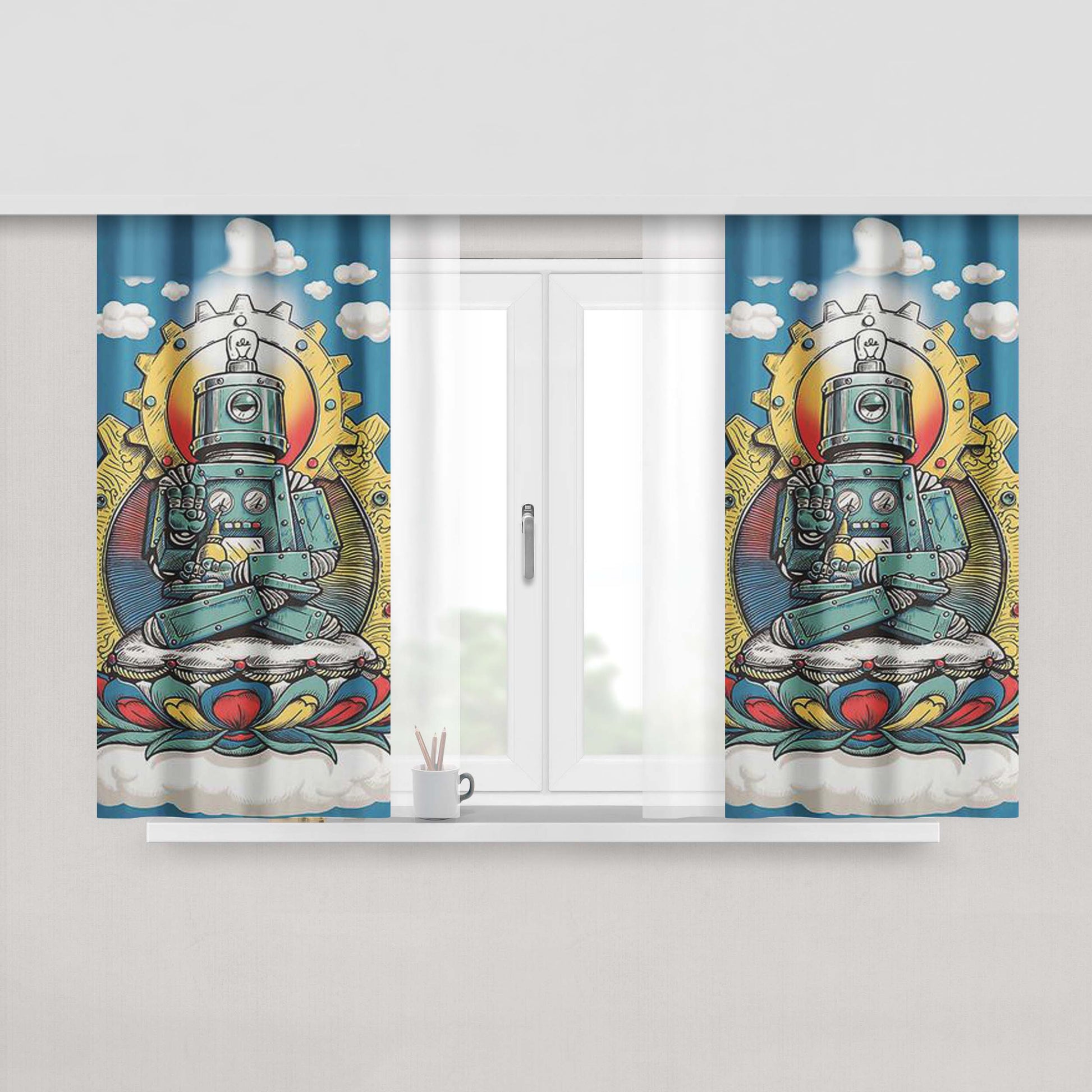 Buddha Bot V6 Peach Skin Window Curtains