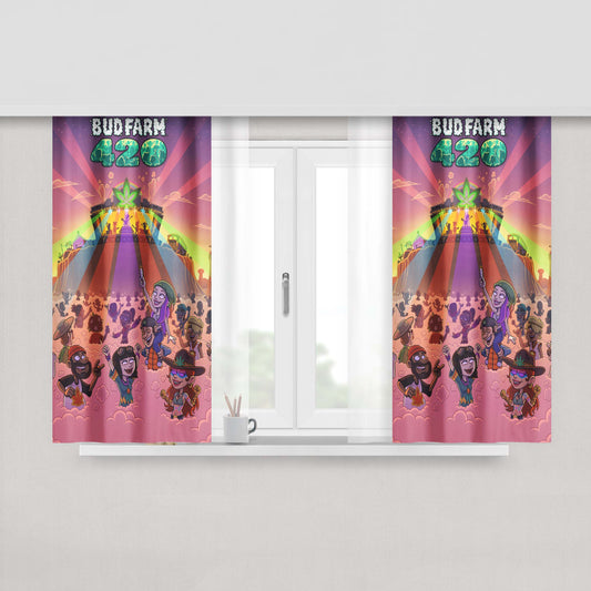 Budfarm 420 Cartoon Party Peach Skin Window Curtains