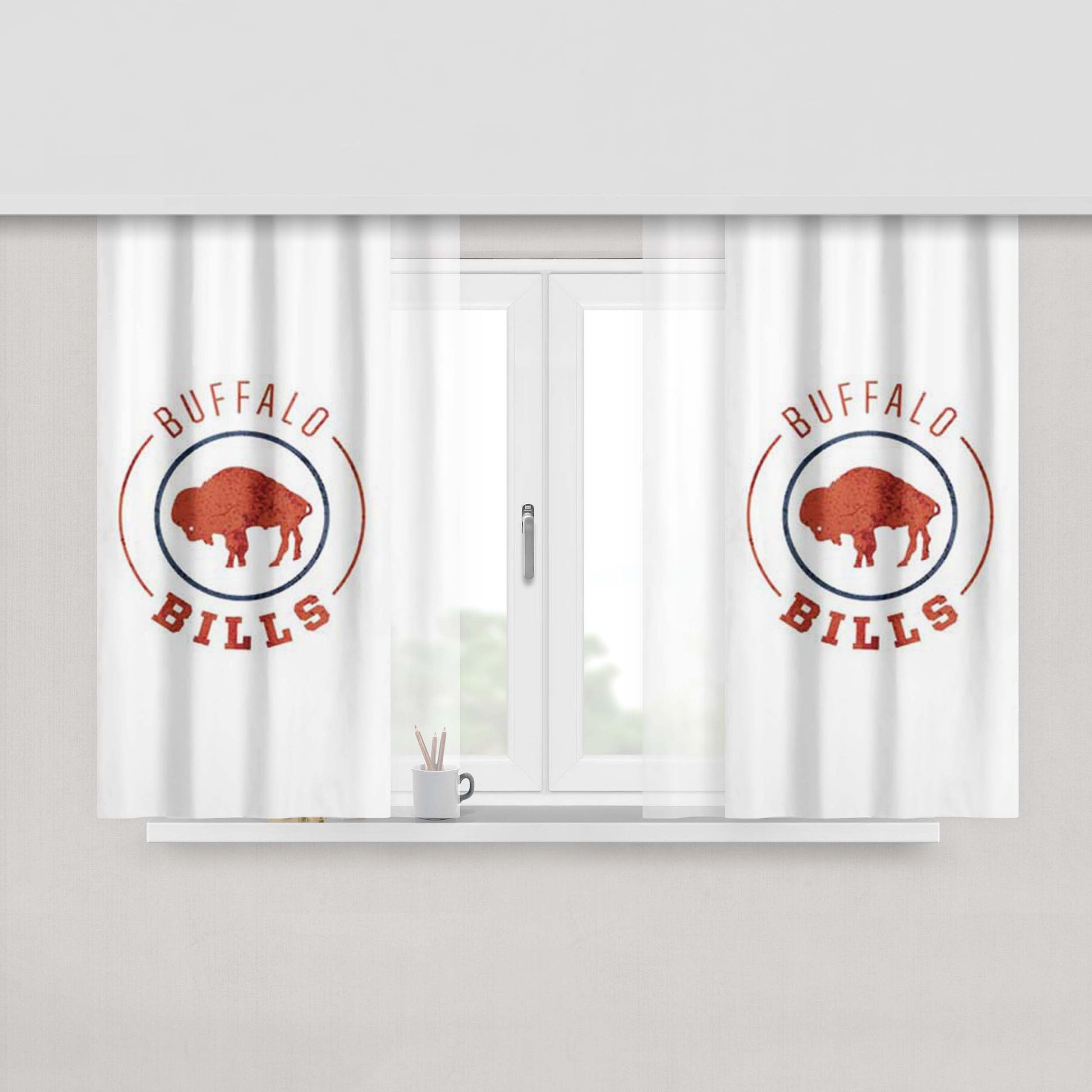 Buffalo Bills Concentric Logo Peach Skin Window Curtains