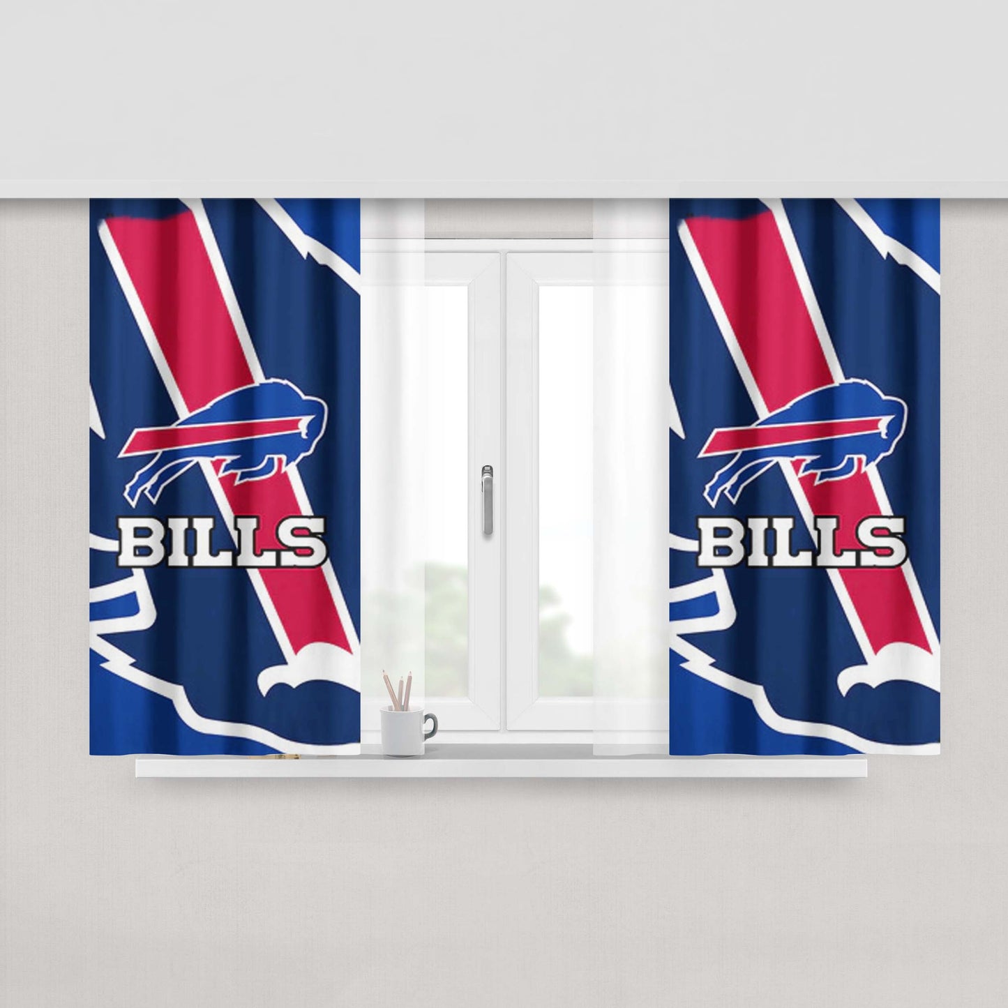 Buffalo Bills Football Team Peach Skin Window Curtains