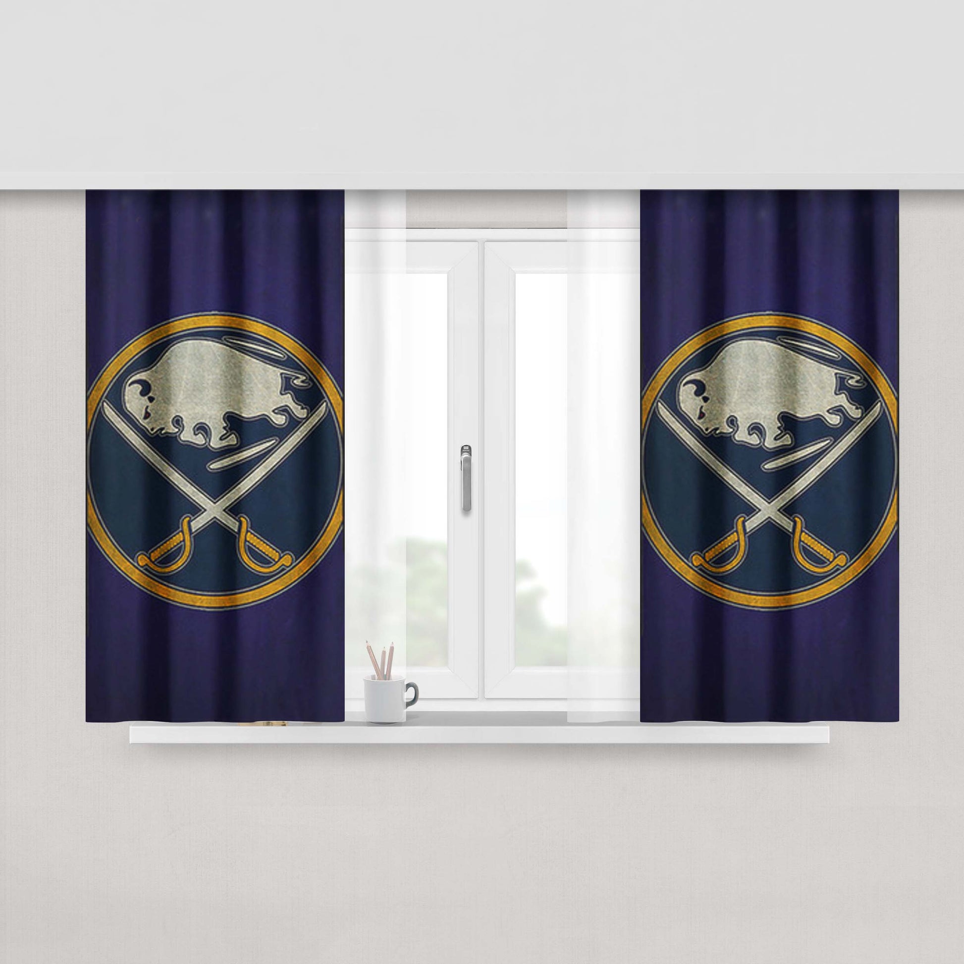 Buffalo Sabres Logo Peach Skin Window Curtains