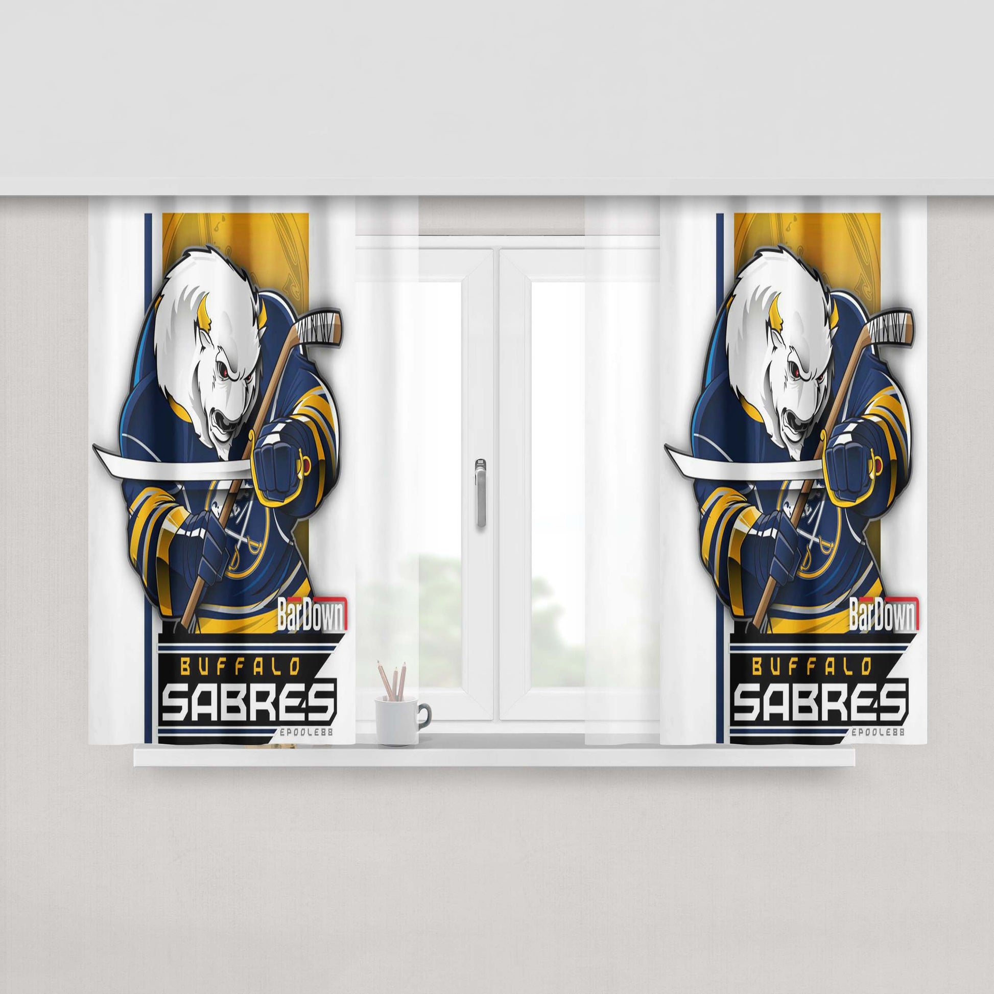 Buffalo Sabres Peach Skin Window Curtains