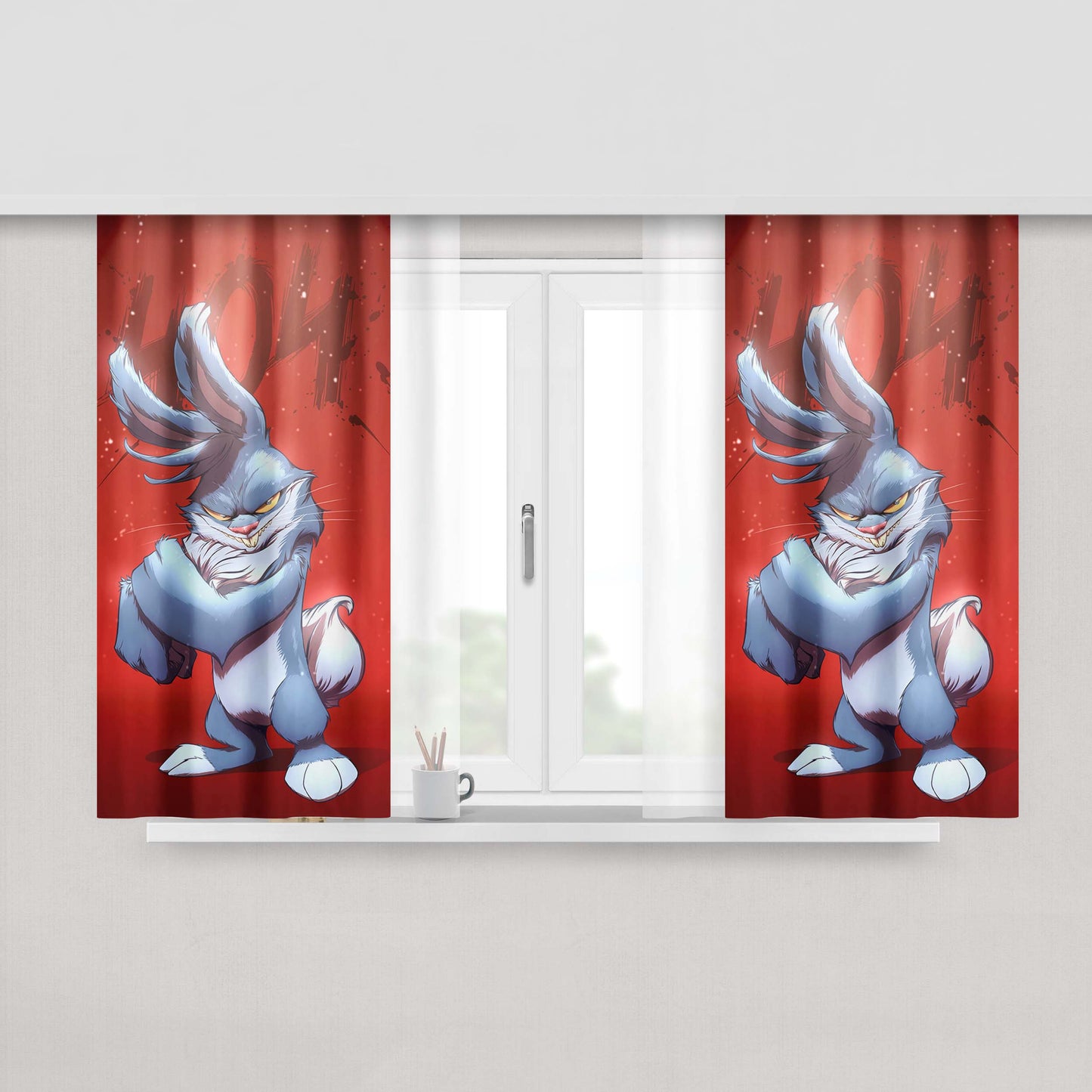 Bugs Bunny 404 Red Peach Skin Window Curtains