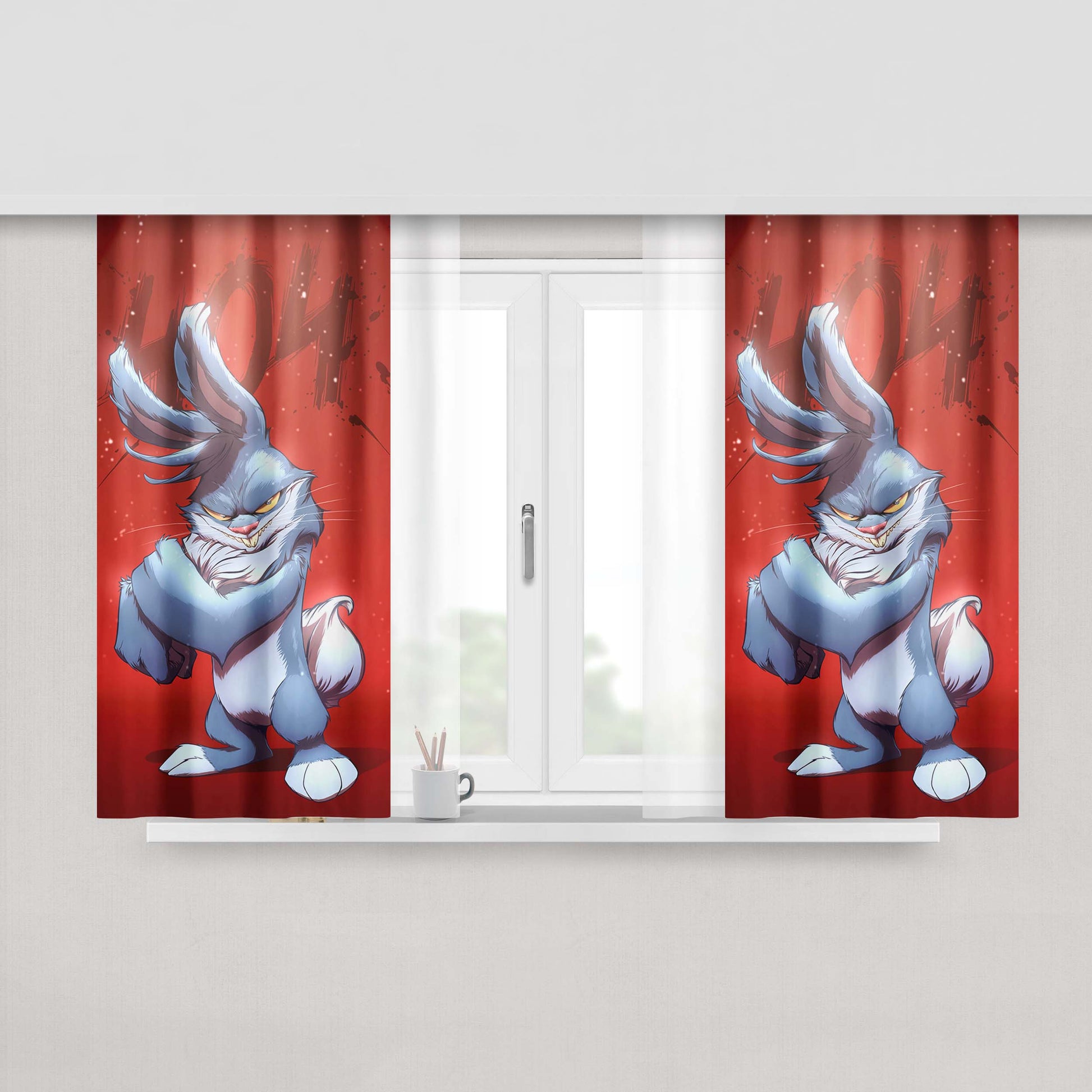 Bugs Bunny 404 Red Peach Skin Window Curtains