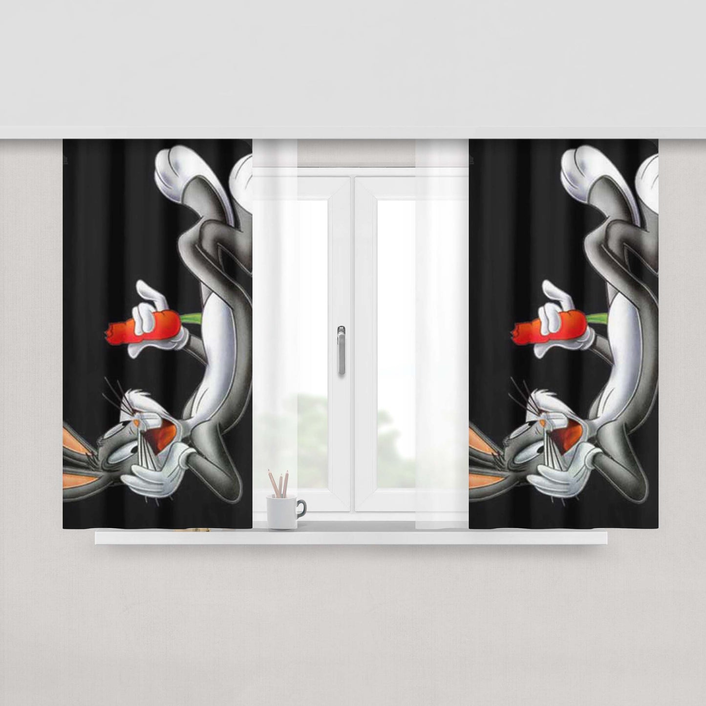 Bugs Bunny Carrot Peach Skin Window Curtains