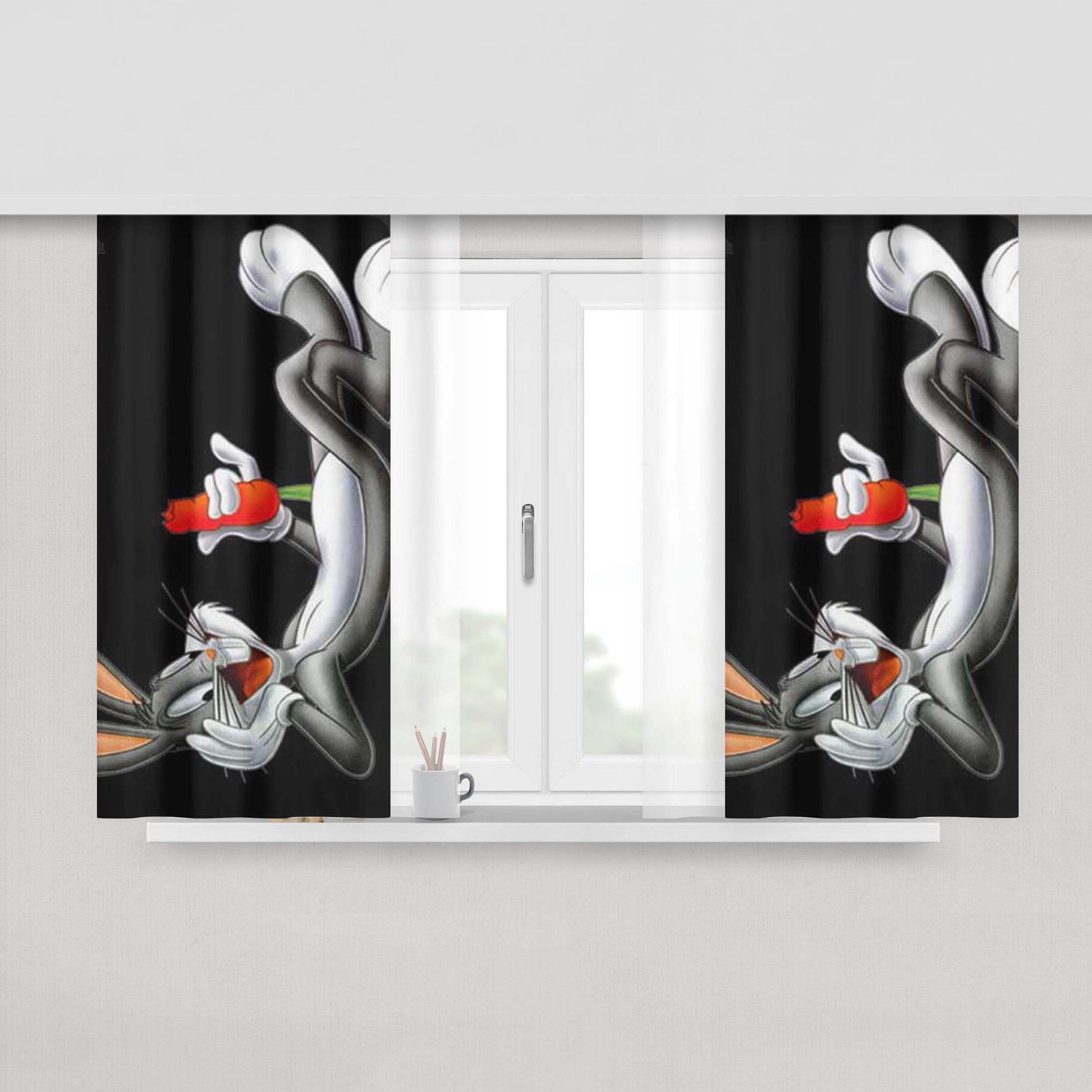 Bugs Bunny Carrot Peach Skin Window Curtains