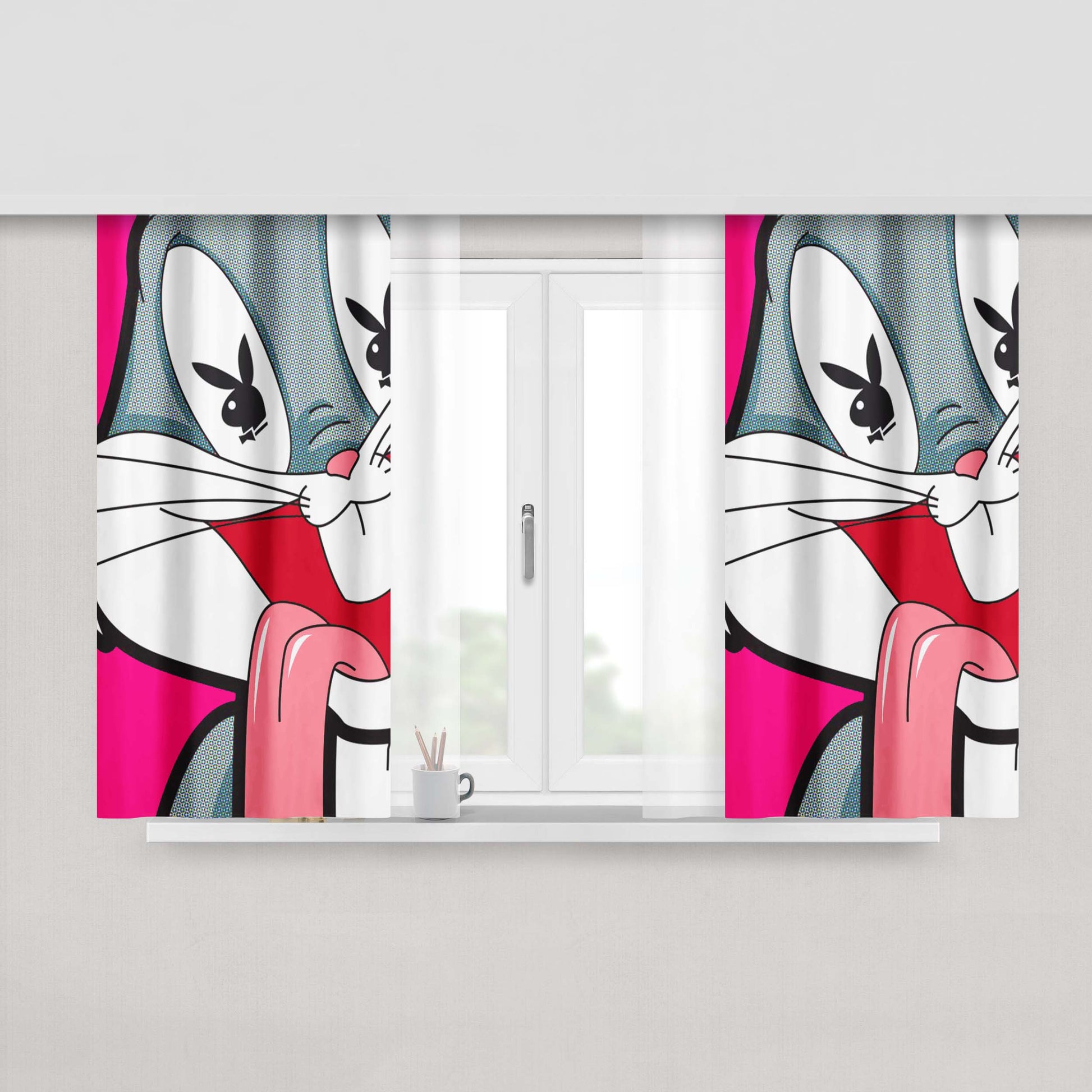 Bugs Bunny Looney Tunes Cartoons Peach Skin Window Curtains