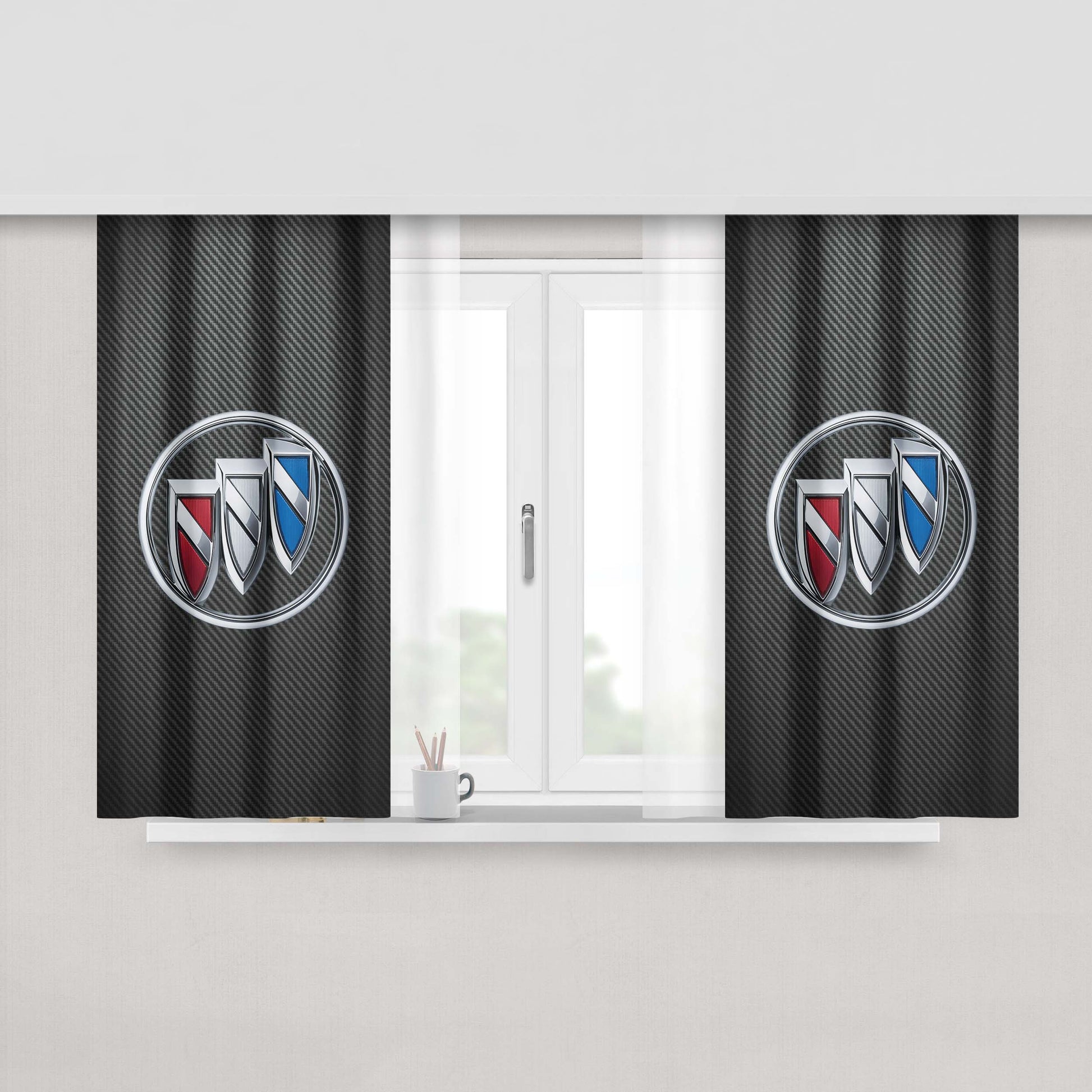 Buick Byuik Carbon Fiber Logo Peach Skin Window Curtains