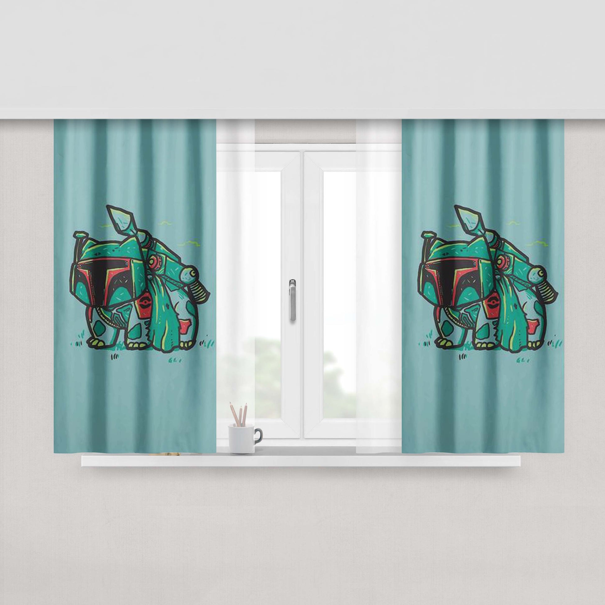 Bulba Fett Peach Skin Window Curtains