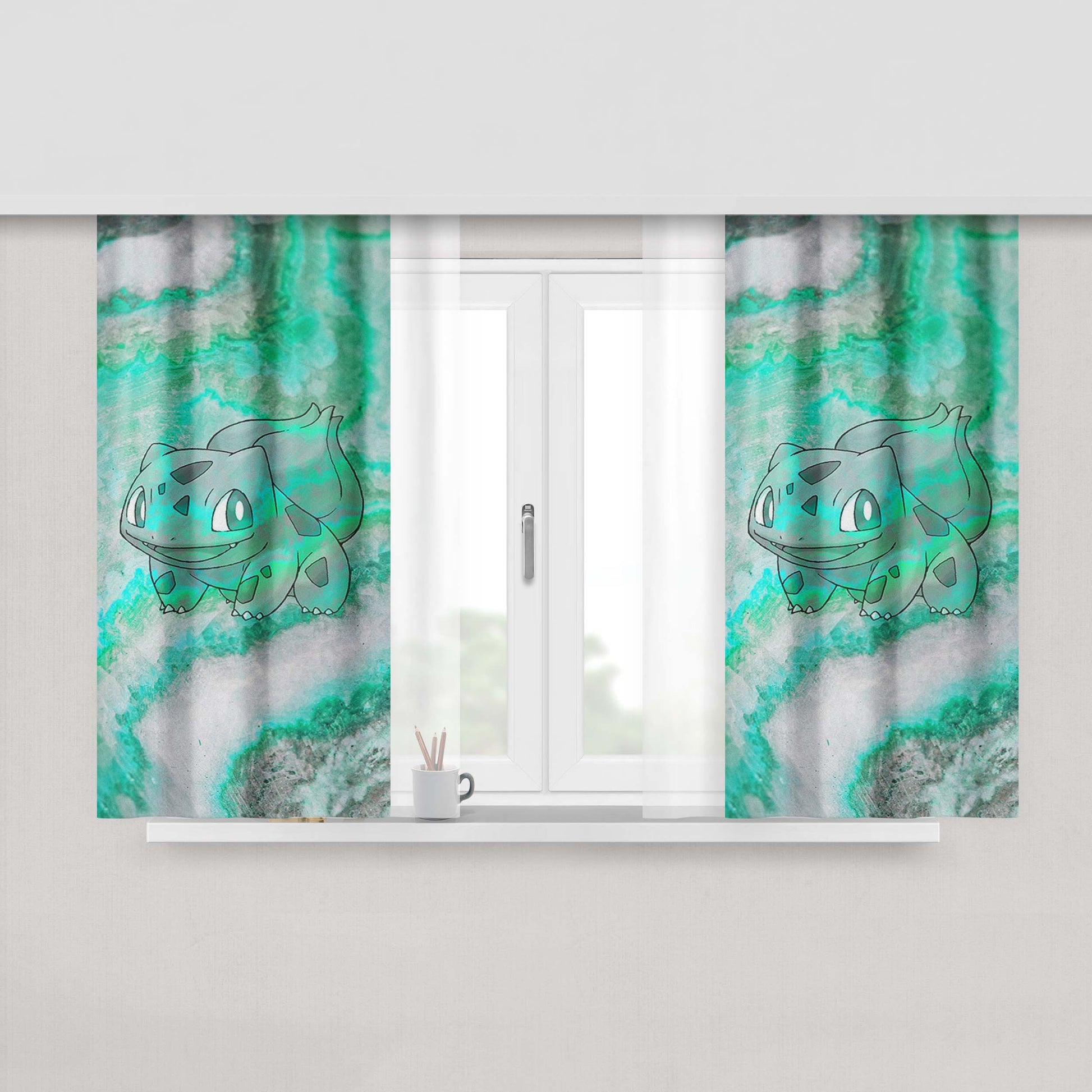 Bulbasaur Green Marble X Stone Peach Skin Window Curtains