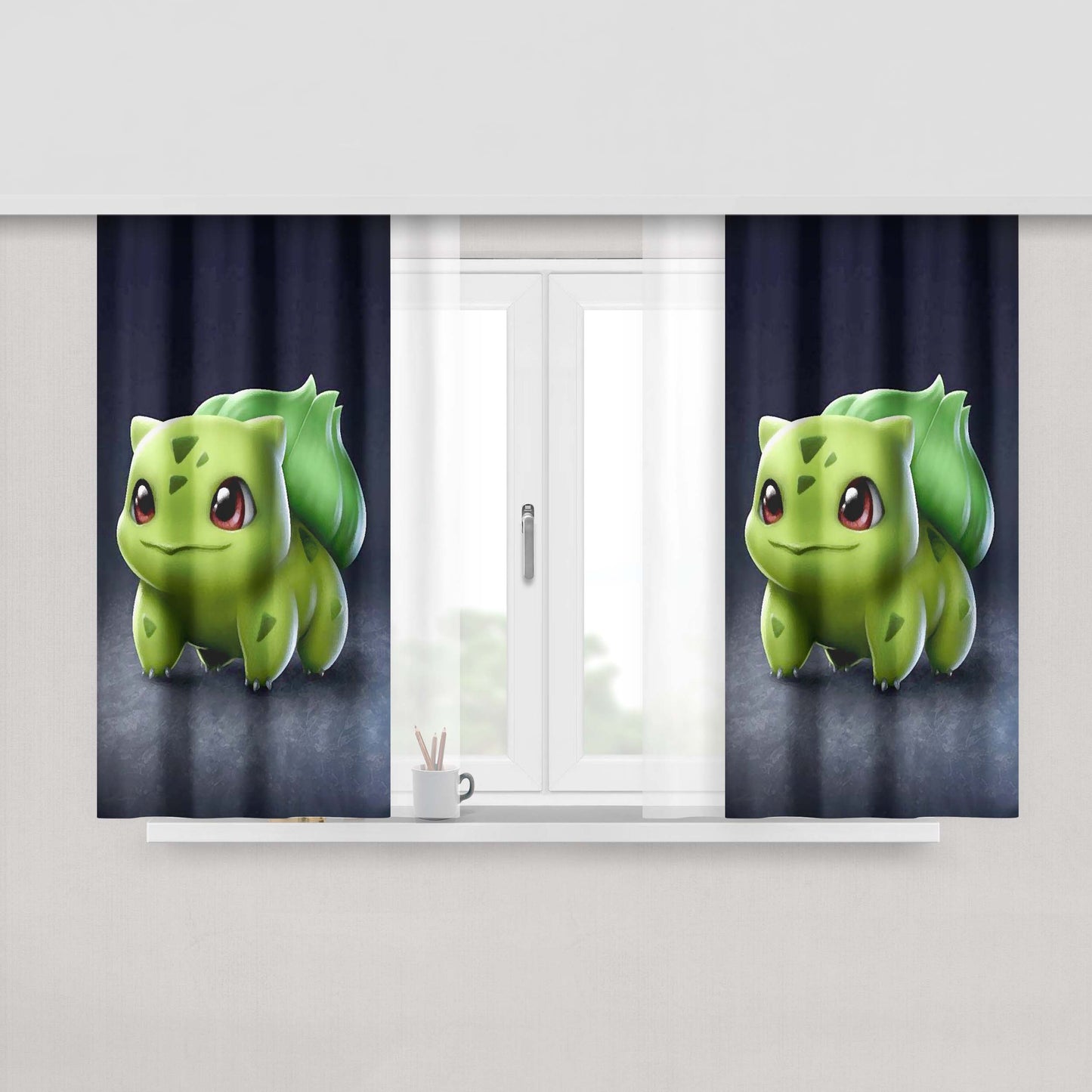 Bulbasaur Pokemon Grass Peach Skin Window Curtains