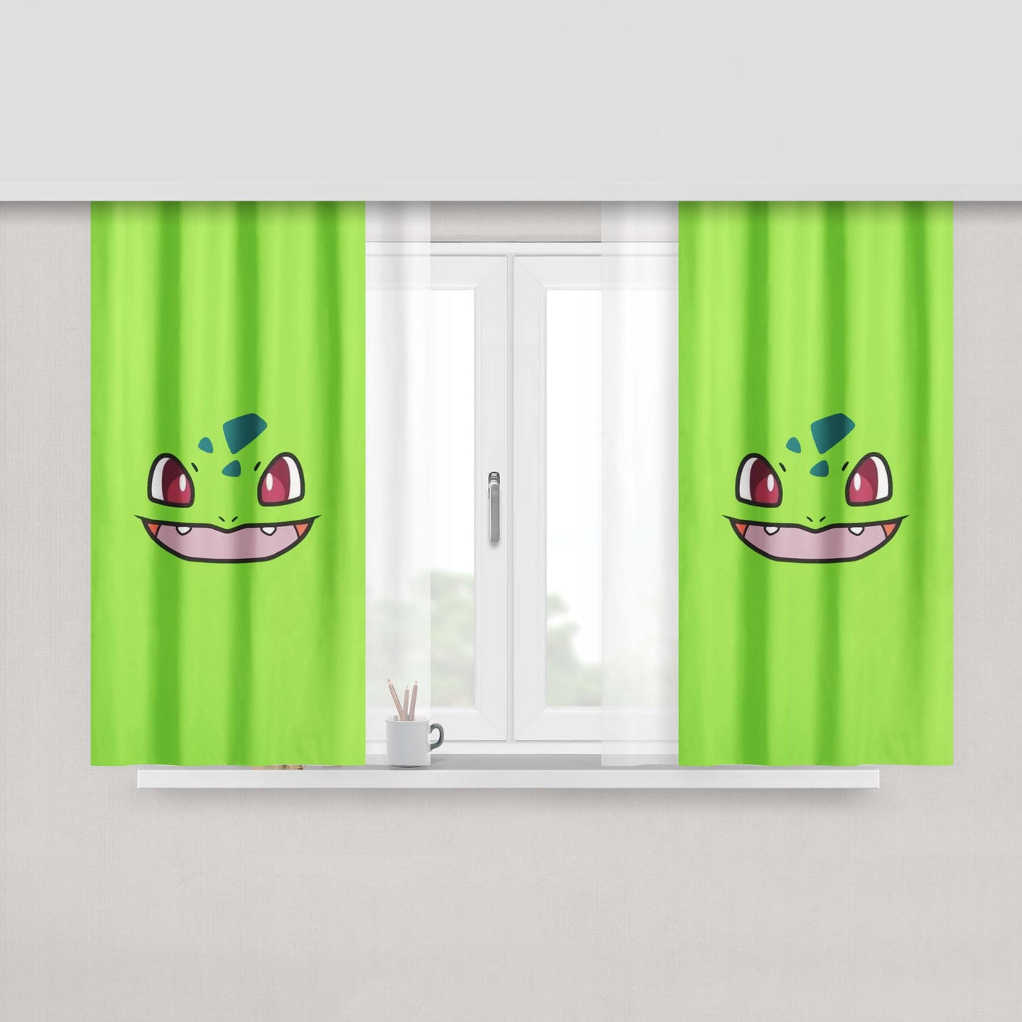 Bulbasaur Pokemon Peach Skin Window Curtains